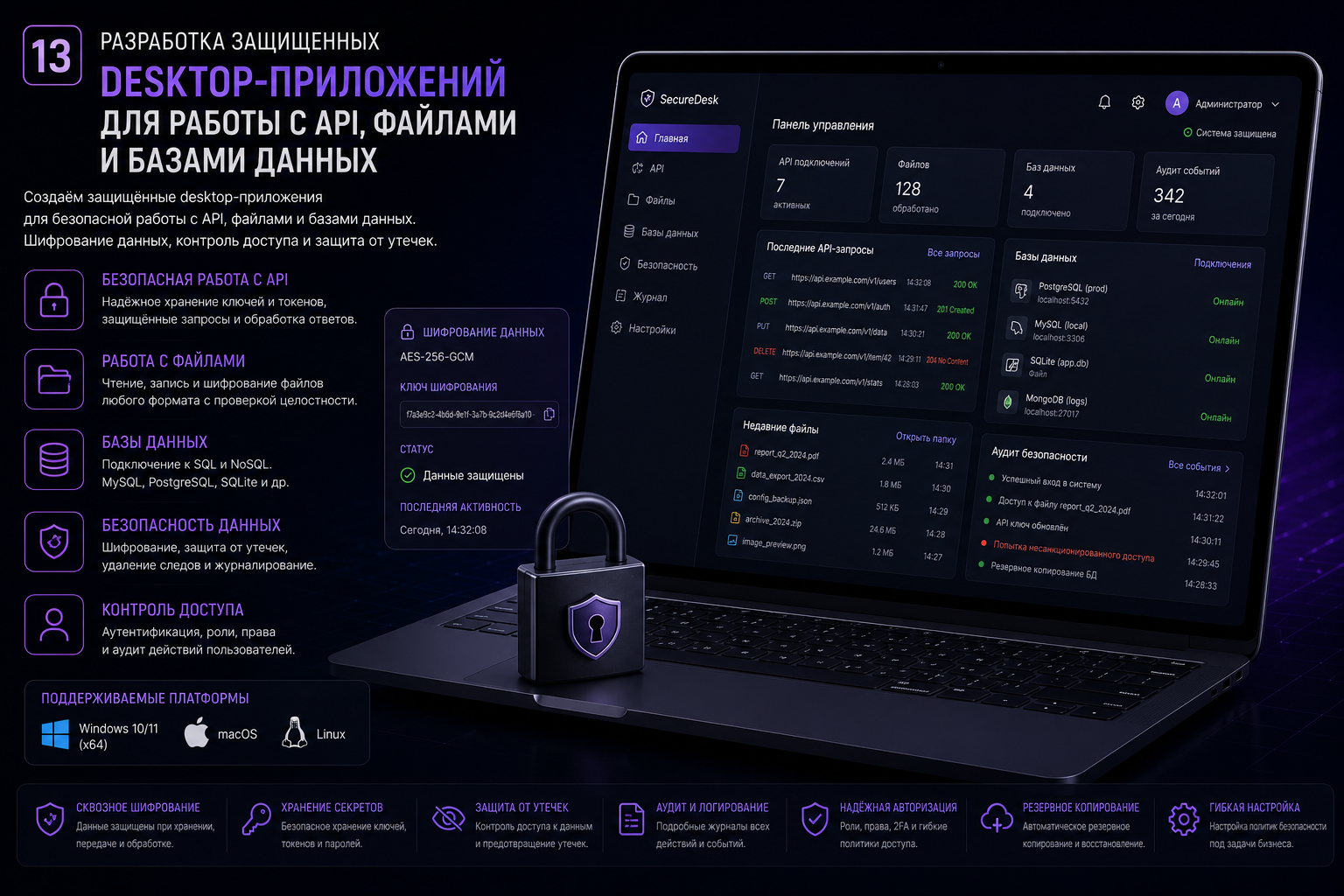 Разработка защищенных desktop-приложений для работы с API, файлами и базами данных